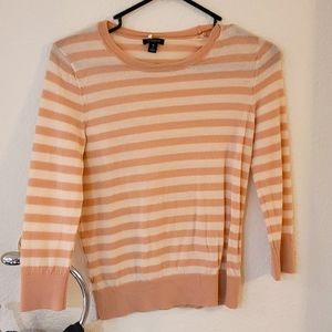 Ann Taylor Small stripped beige sweater shirt 3/4 length sleeves